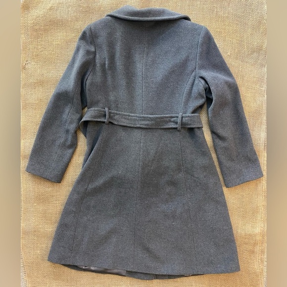 Angora/Wool Coat Preston & York Sz 6 Long Button Up Dark Grey Fully Lined - Picture 9 of 10